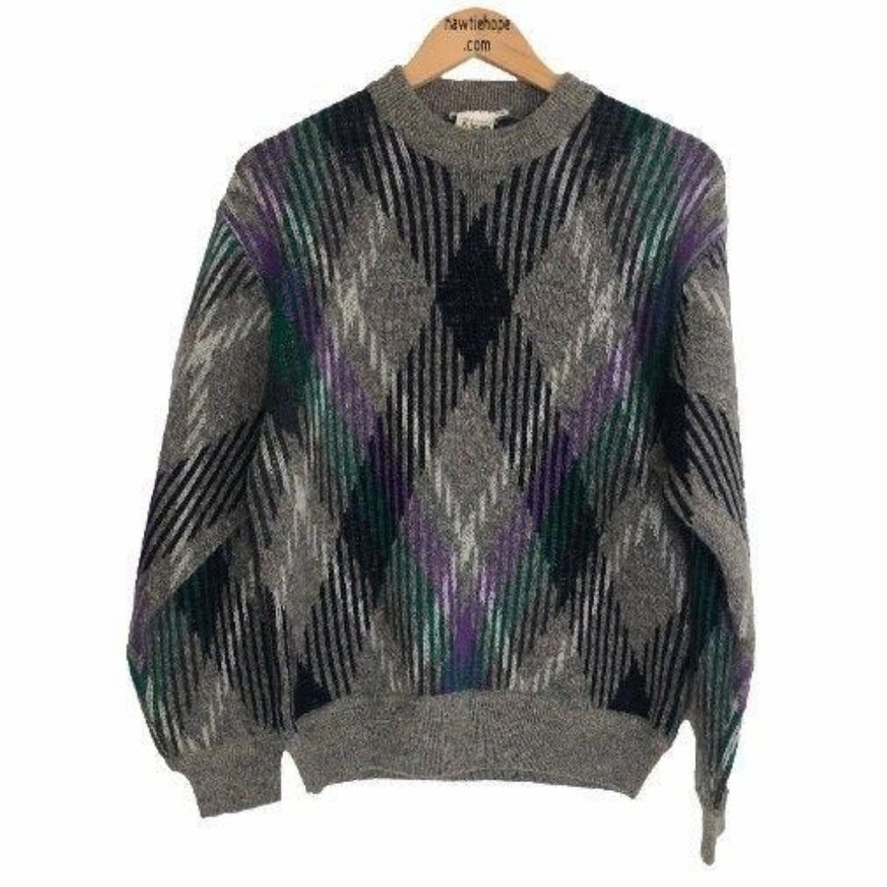 Mens Sweater Pullover Small Spirito Italy Argyle